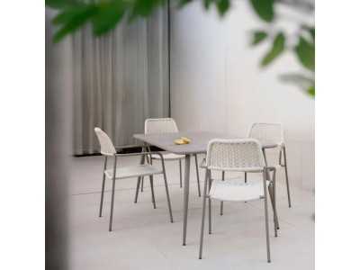 Silla de exterior en acero y cuerda - BENIDORM CREMA