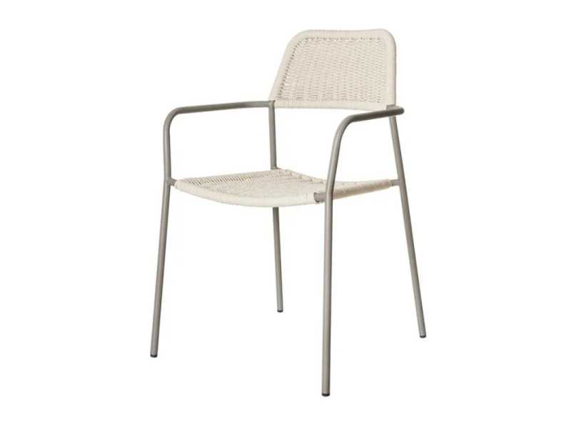 Chaise d'extérieur en acier et corde - BENIDORM CREMA
