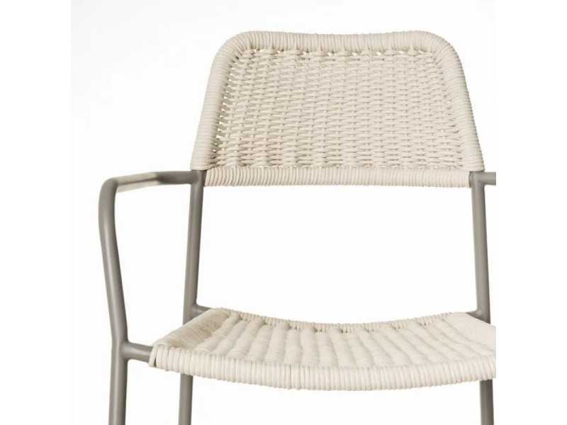 Silla de exterior en acero y cuerda - BENIDORM CREMA