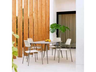 Outdoor chair in steel and rope - BENIDORM CREMA