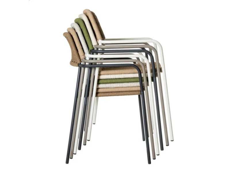 Silla de exterior en acero y cuerda - BENIDORM CREMA