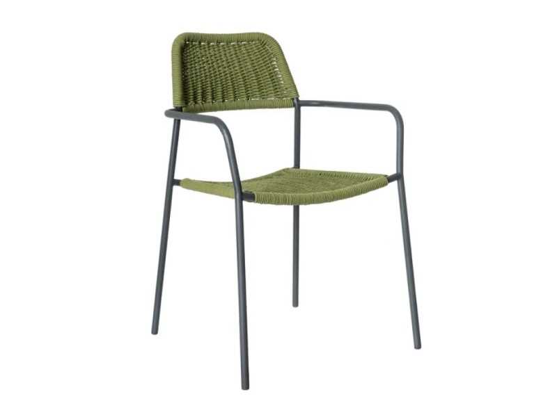 Silla de exterior en acero y cuerda - BENIDORM VERDE