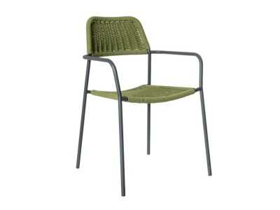 Silla de exterior en acero y cuerda - BENIDORM VERDE