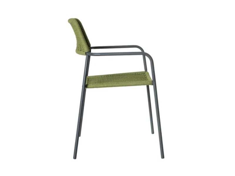 Silla de exterior en acero y cuerda - BENIDORM VERDE