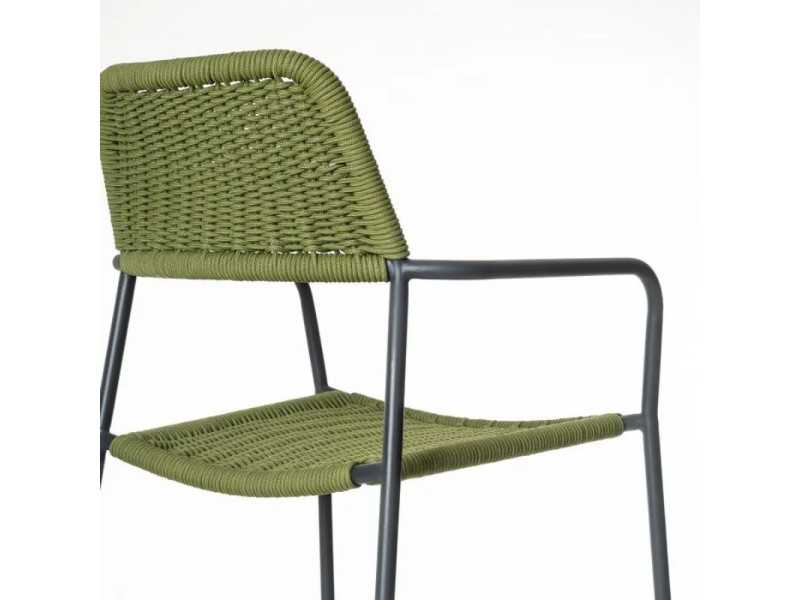 Chaise d'extérieur en acier et corde - BENIDORM VERDE