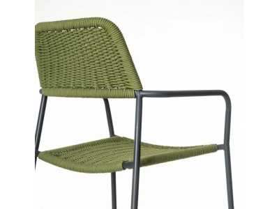 Silla de exterior en acero y cuerda - BENIDORM VERDE