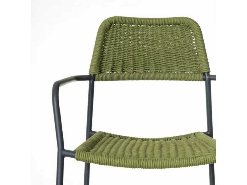 Outdoor chair in steel and rope - BENIDORM VERDE
