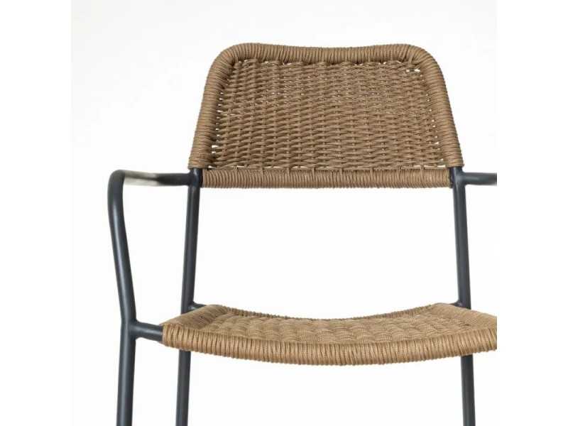Outdoor chair in steel and rope - BENIDORM CAFÉ