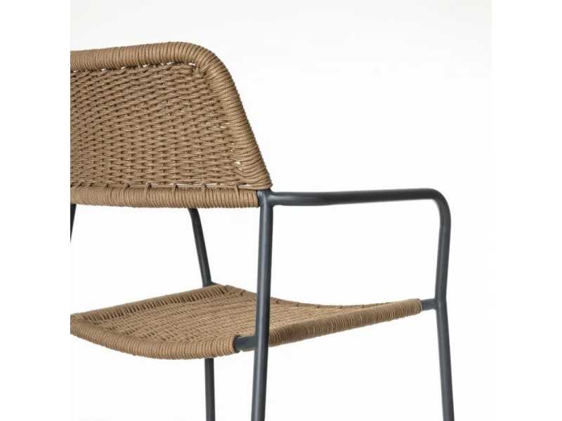 Outdoor chair in steel and rope - BENIDORM CAFÉ