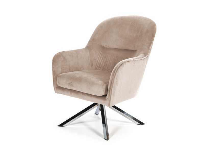 Swivel armchair upholstered in velvet - ALKEN BEIGE