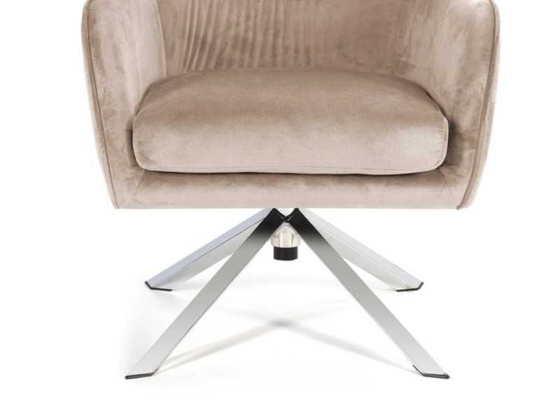 Fauteuil pivotant recouvert de velours - ALKEN BEIGE