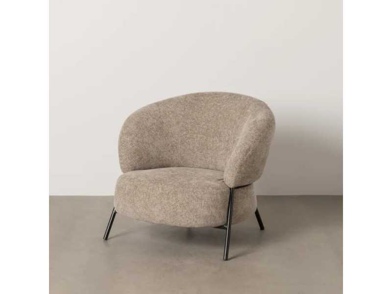 Upholstered armchair with lacquered steel structure - ALFA