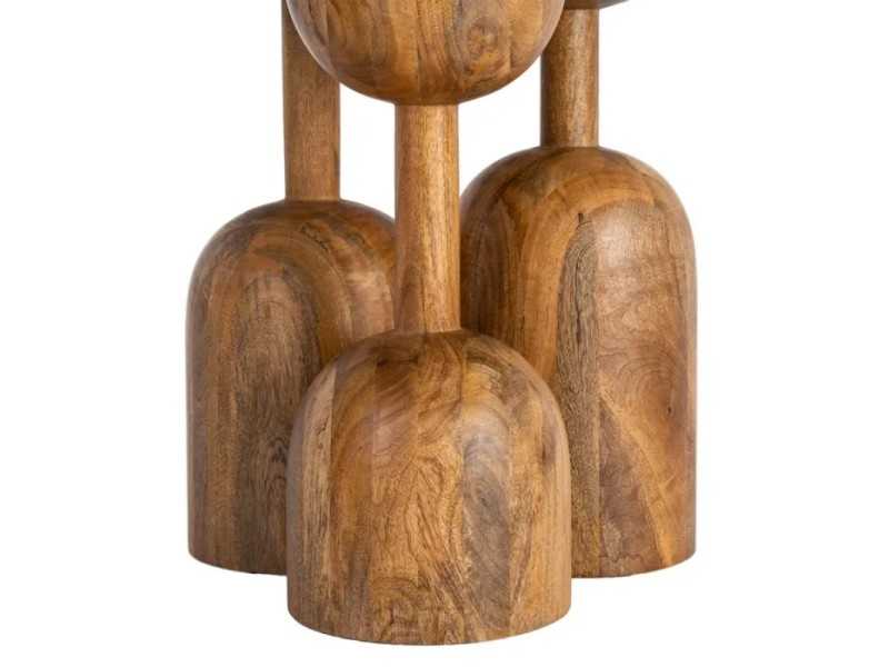 Mesa de comedor redonda de madera de mango - PIERRES