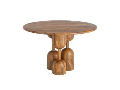 Mesa de comedor redonda de madera de mango - PIERRES