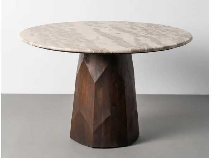 Round dining table with a marble top - ALBIR