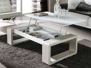 Table basse laquée à plateau relevable - BRIDGE 2