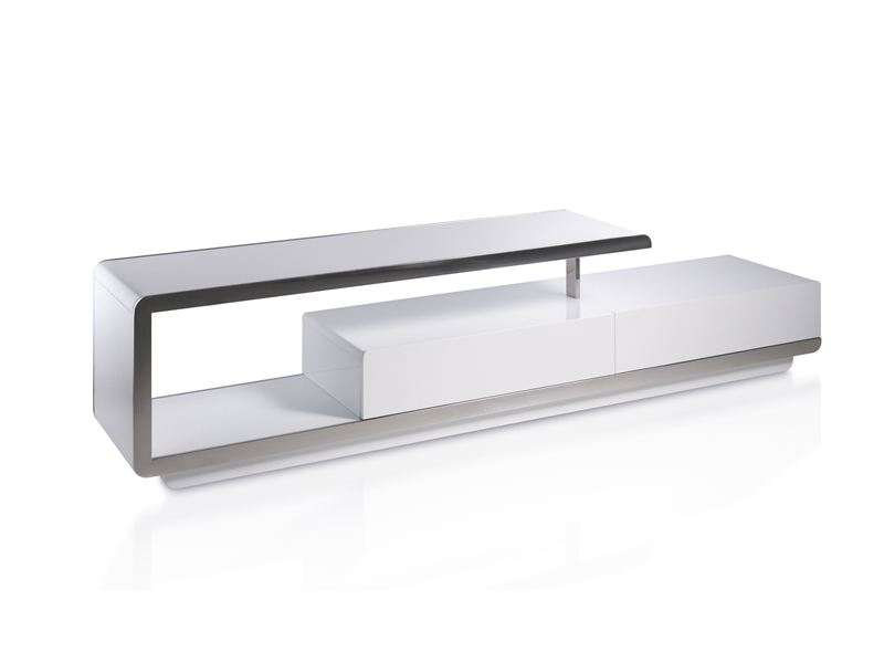 Meuble TV laqué avec détails en acier inoxydable - BOSTON