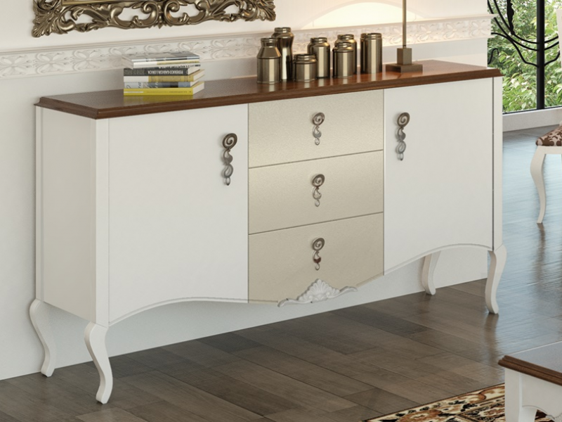 Lacquered sideboard with oak top - ROYAL