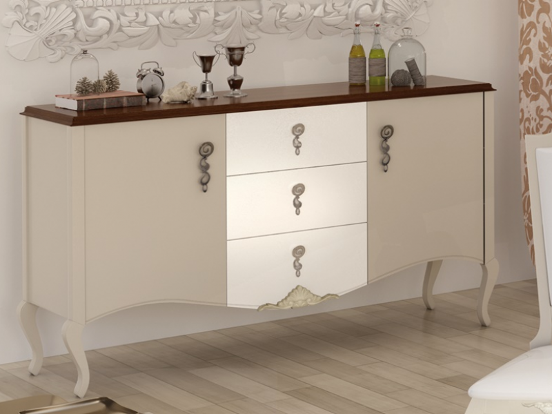 Lacquered sideboard with oak top - ROYAL