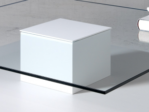 Table basse avec plateau en verre trempe et pied central -AIRE 2